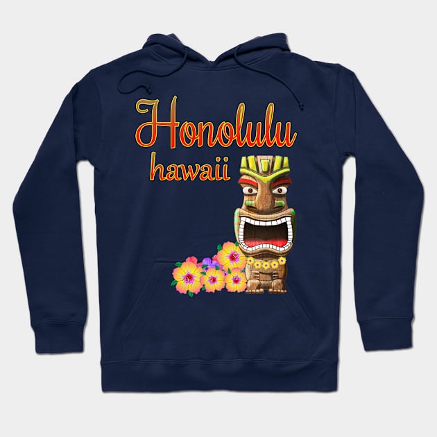 Funny Tiki Honolulu Hawaii Hoodie by macdonaldcreativestudios